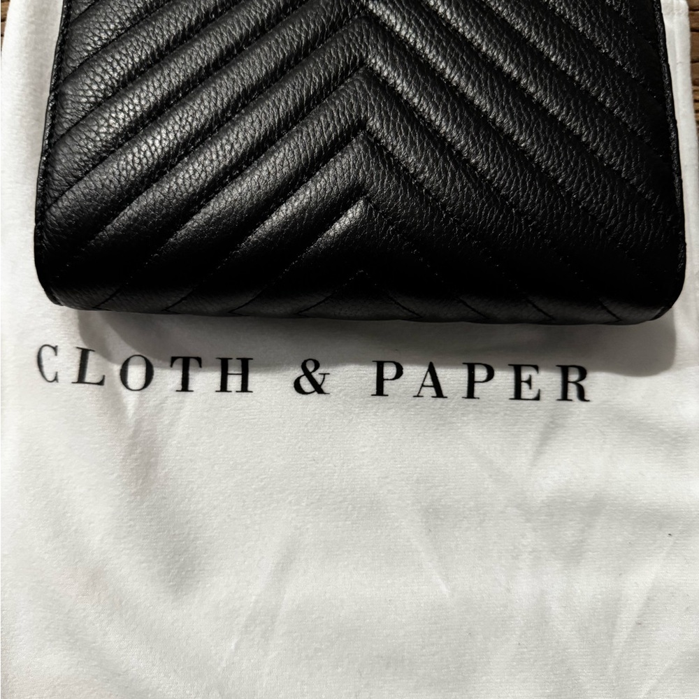 Cloth and paper Black Quilted Leather personal size planner - Picture 2 of 8